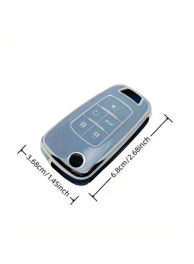 Pink TPU Key Fob Case Cover Protector with Leather Keychain for Chevy Cruze Malibu Sonic Buick Terrain - Image 2